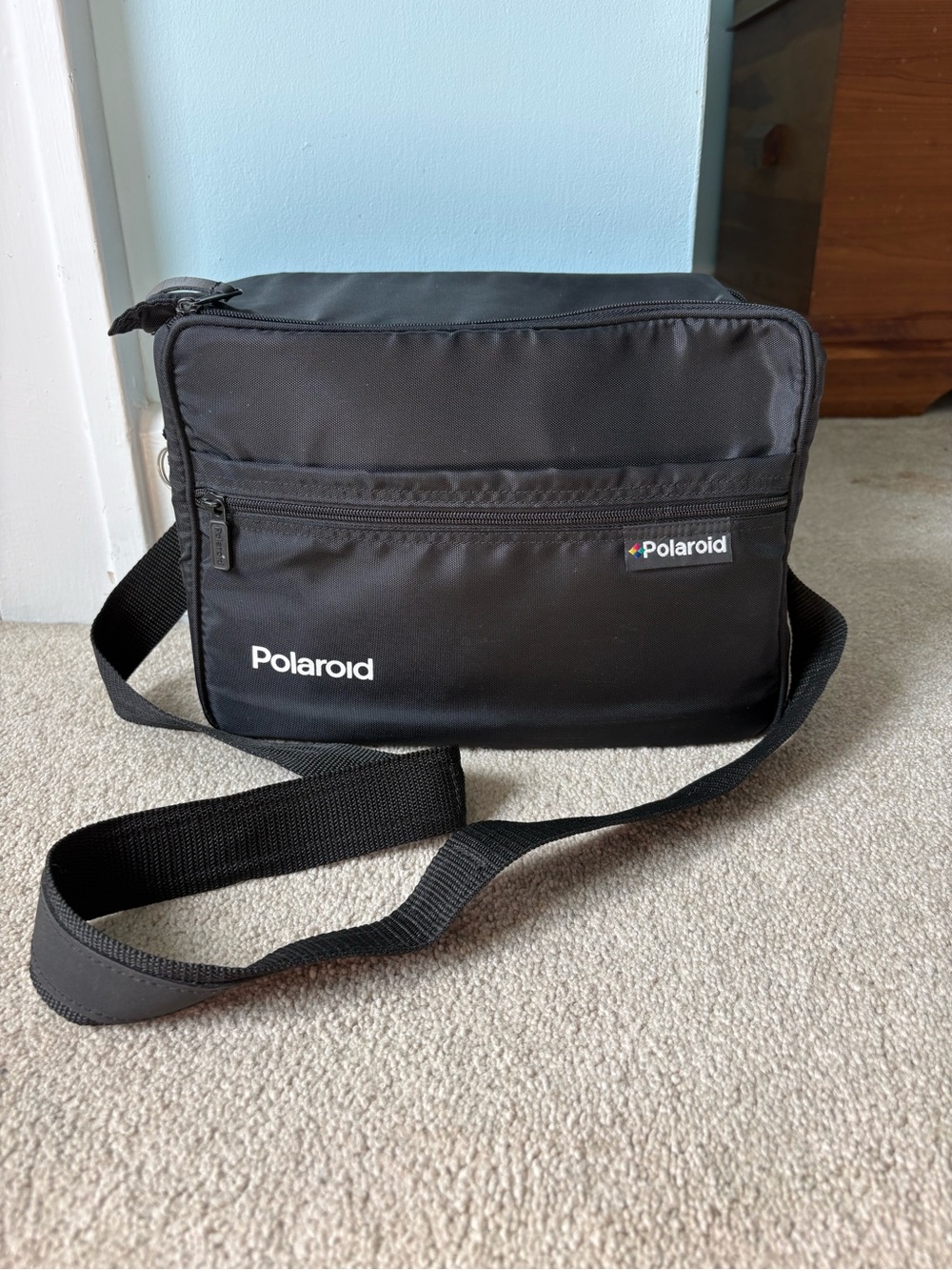 Vintage Polaroid Large Black Camera Bag Padded Crossbody Case Complete